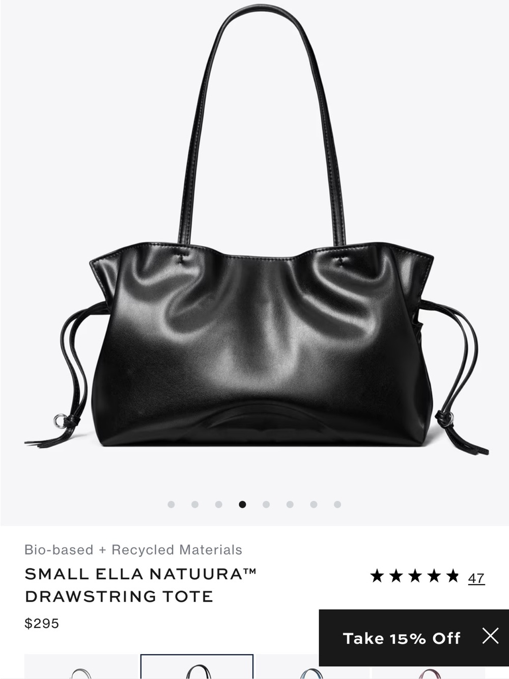 Small Ella Natuura Drawstring Tote - Black